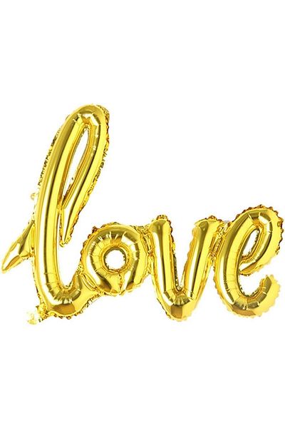 Patladı Gitti Large Size Gold Love Handwriting Foil Balloon 40 Inch