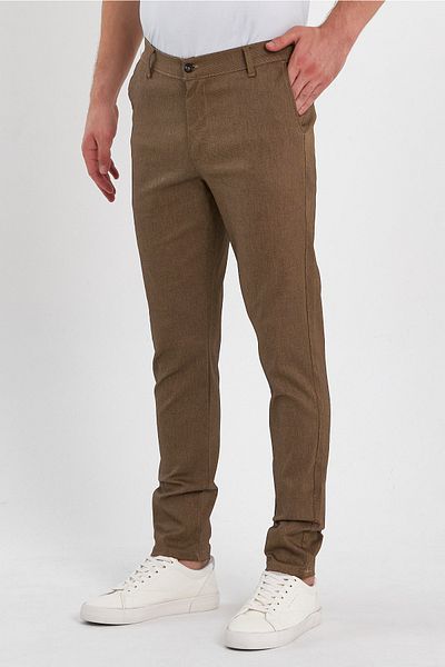MODAMESTO Ανδρικό παντελόνι Camel Slim Fit Cotton Dobby Chino