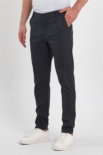 MODAMESTO Men's Smoked Slim Fit Cotton Dobby Chino Trousers