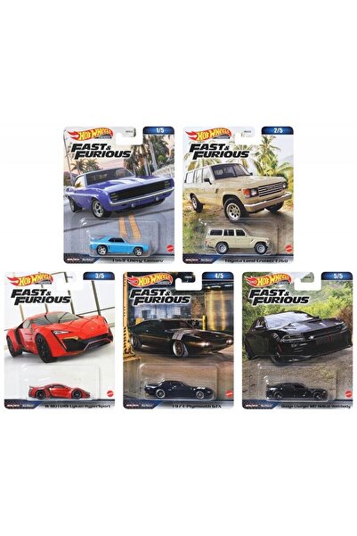 HOT WHEELS YENİ - NEW Fast & Furious Temalı Araçlar HNW46 5 Li Set 1:64 Ölçek...