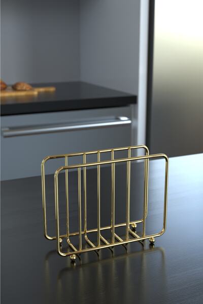 KARTEYA Service Presentation Set Towel Holder Napkin Holder Trivet Full Shiny Stainless Steel Set of 3 Kitchen