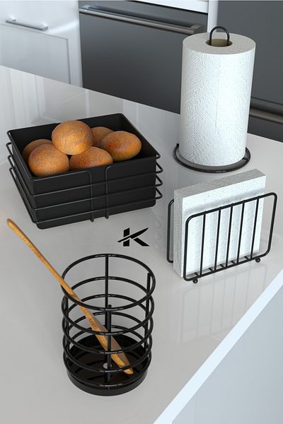 KARTEYA Service Presentation Set and Bread Dish Set Napkin Holder Roll Towel Holder Spoon Holder Bread Dish - Set of 4