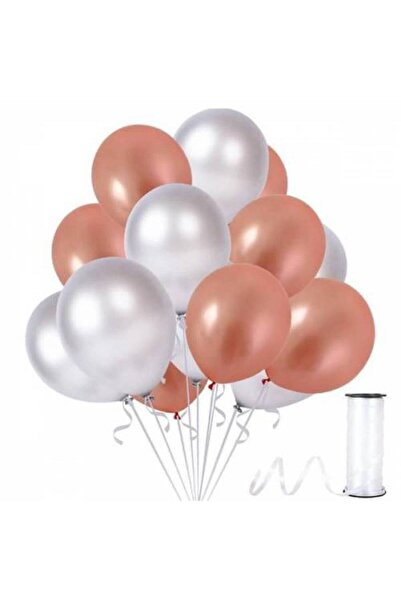 BenimMarifetlerim بالون معدني ذهبي وردي فضي 12 بوصة 20 قطعة