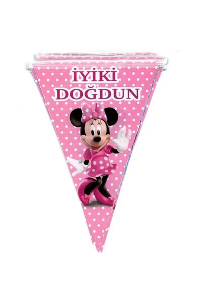 FOKUL Minnie Mouse Temalı Üçgen Flama Bayrak Doğum Günü Partisi