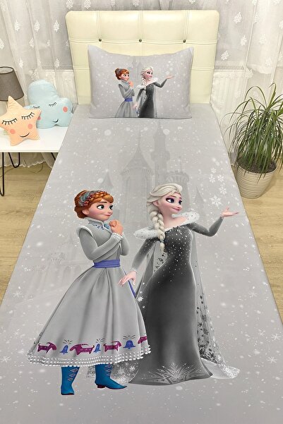 EVPANYA Gri Elsa Anna Yatak Örtüsü ve Yastık Kılıfı