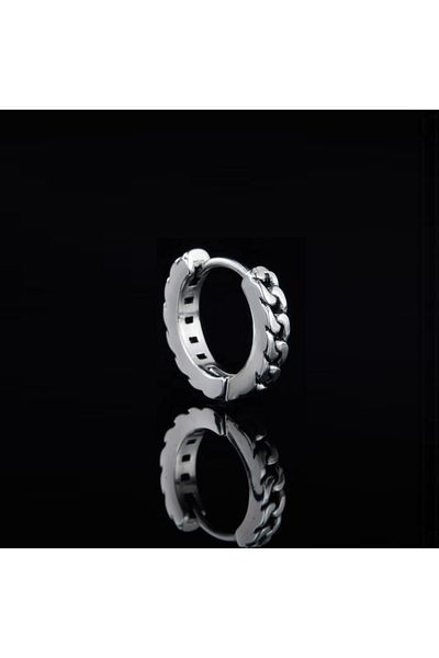 Viking Knitted Embroidered Hoop Stud Classic 316L Steel Unisex Earrings