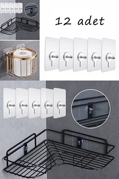Sekiz8 12 Adet Duvar Delmeden Güçlü Yapışkanlı İz Bırakmaz Şeffaf Vida Suya D...