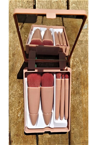 MONİCATİME Prenosivi set četkica za šminku sa ogledalom, 5 komada, profesionalni