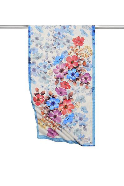 Bursa İpek Turquoise Floral Silky Scarf