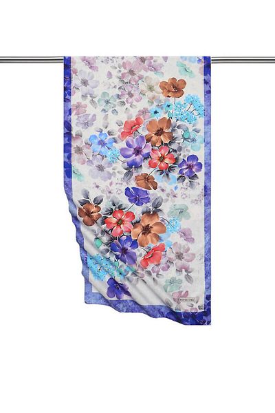 Bursa İpek Purple Floral Silky Scarf