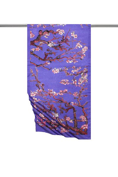 Bursa İpek Lilac Almond Flower Silky Scarf