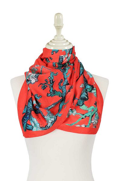 Bursa İpek Pomegranate Almond Flower Silky Scarf