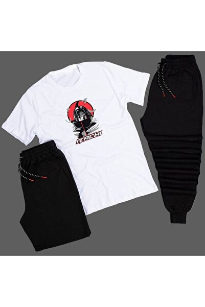 Adrift Anime Itachi Lettering Λεπτομερή εμπριμέ Unisex καλοκαιρινό σορτς - T-...