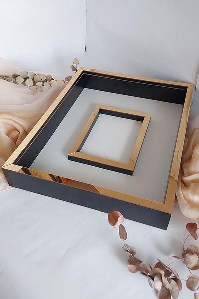 Verda Çerçeve 40x50 Cm Black-gold LED-Free Rose Memory Frame with Photo Section!!Rose Memory Frame
