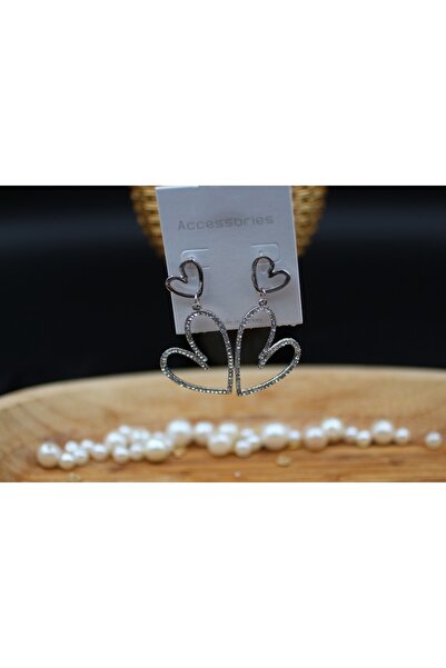 monalisatoka Kadın Gümüş Kristal Taşlı Çift Kalpli Küpe