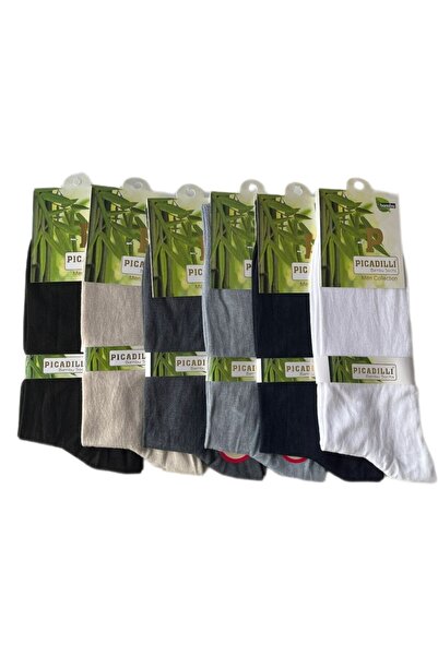 Picadilli 6'lı Karışık Renkli Paket Premium Erkek Yazlık İnce Bambu Soket Çorap