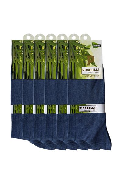 Picadilli Комплект от 6 тънки мъжки летни чорапи до глезена от бамбук, сини