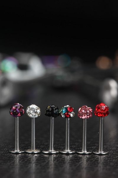 depozoom Titanium Bar Zircon Stone Cartilage Tragus Helix Compatible Set Piercing 8 Mm