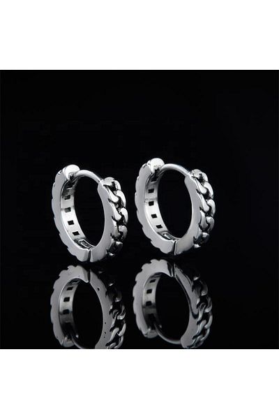 Viking Knitted Embroidered Hoop Stud Classic 316L Steel Unisex Earrings