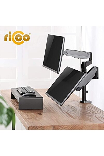 Ricco İkili Monitör Standı Tam Hareketli Döndürülebilir Eğilebilir (TS9611) 17 - 32 inç Ekran Yükseltici
