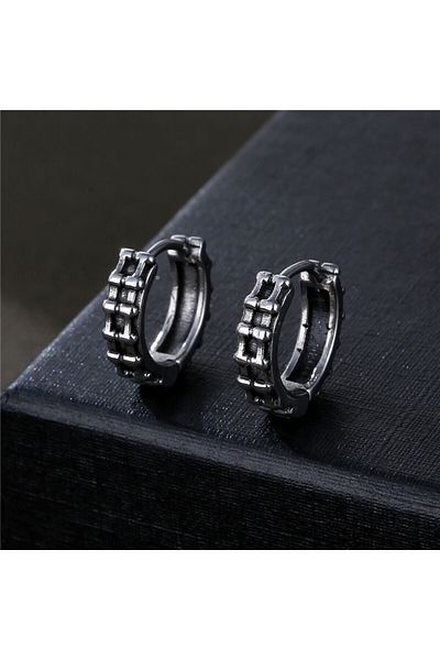 Viking Chain Model Ring Stainless 316L Steel Snap-on Unisex Earrings