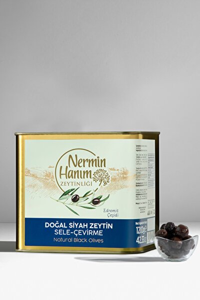 Nermin Hanım Zeytinliği Edremit Siyah Sele (Çevirme) Zeytin (1,2 kg)