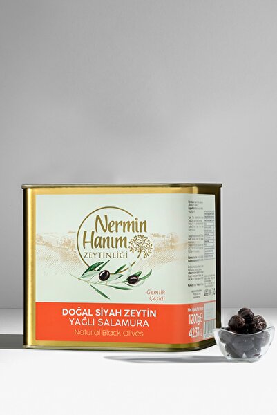 Nermin Hanım Zeytinliği Gemlik Siyah Zeytin Yağlı Salamura (1.2 kg)