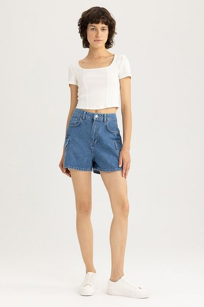 DeFacto Mom Fit High Waist Jean 100% Bavlna šortky B0307ax23hs