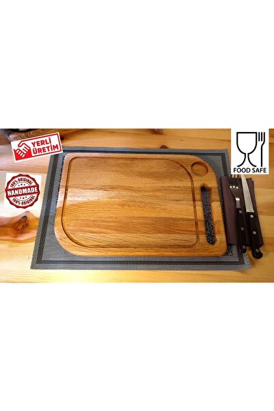 F&S WoodArt Meşe ağacı - doğal ahşap - Lüks - baharat hazneli - Steak -kesme ...