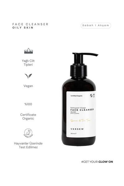 VERSEW Organik Akne ve Leke Karşıtı Yüz Temizleme Jeli Yağlı Ciltler 200 ml