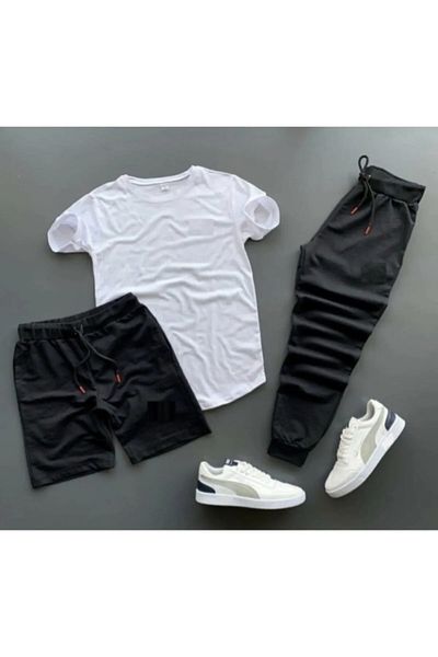 YOHO SPORT Αυθεντικό καλοκαιρινό μπλουζάκι Unisex, σορτς και φούτερ - Σετ 3 Combin