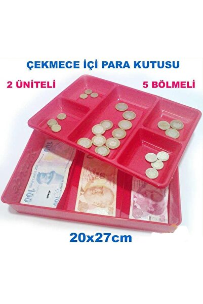 abnturk Kasa İçi Kullanışlı Para Kutusu 20x27cm Çift Üniteli 5 Bölme Çekmece ...