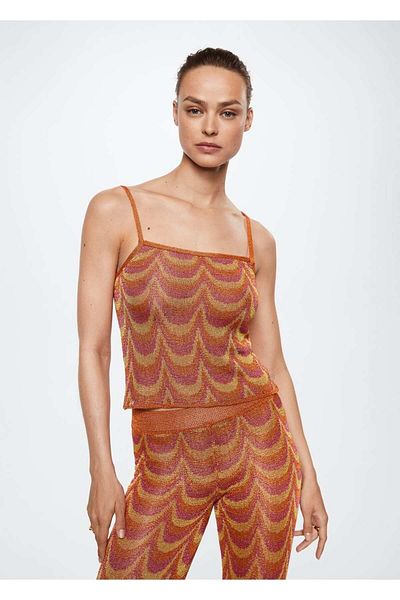 MANGO Woman Bluză din tricotaje cu model