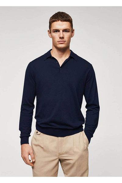 MANGO Man Polo aus gewebter Seide und Modal
