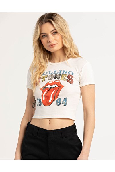 Jose Clothing Γυναικεία Crop μπλούζα με κοντομάνικο εμπριμέ σε λευκό χρώμα