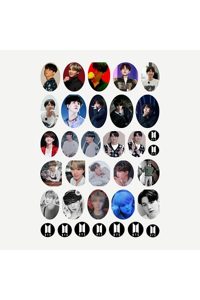 Ororabutik Σετ αυτοκόλλητων 34 τμχ Kpop Bts Suga - Σετ αυτοκόλλητων Scrapbook Bullet Journal
