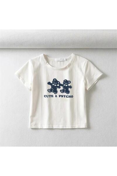 Jose Clothing Γυναικεία λευκή εμπριμέ κοντομάνικη μπλούζα που εφαρμόζει στο σώμα