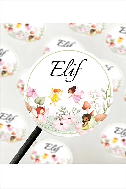 Piksel Sticker İsimli Bebek Etiketi- Doğum günü Etiketi 4x4 cm 96 Adet - Peri...