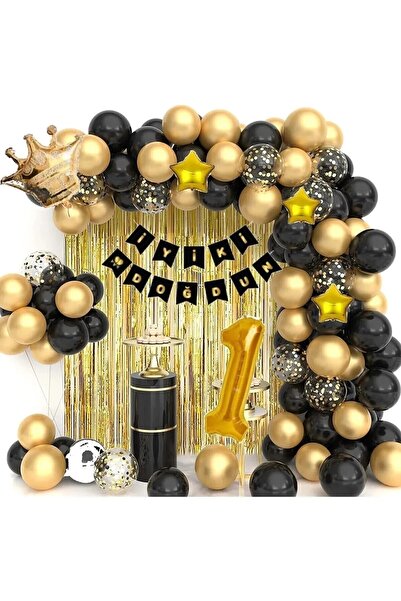 Bkmc Starry Big King Crowned 76 Cm 1 Year Old Balloon Chain Birthday Set Happ...