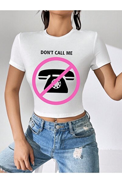 Jose Clothing Γυναικεία Crop μπλούζα με κοντομάνικο εμπριμέ σε λευκό χρώμα