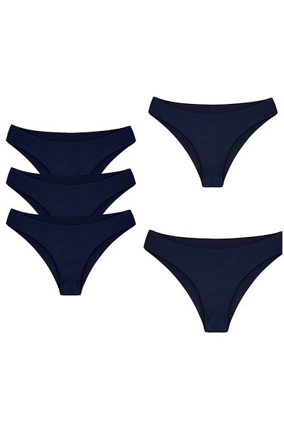 Bleu Petite Pachet de 5 chiloți fără cusături tăiați cu laser pentru femei