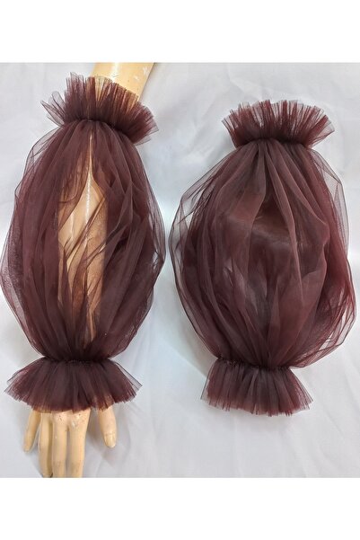 es moda shop Νυφικό βραδινό φόρεμα από τούλι Beste μανίκι καφέ