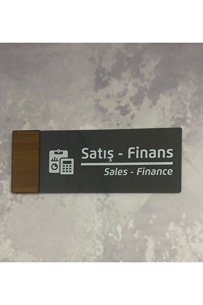 Dekokonsept Wooden Serisi (SATIŞ-FİNANS) Ofis Kapı Isimliği Yönlendirme Tabelası