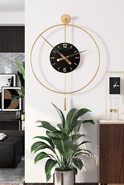 SEVİNÇ KONSEPT Tiktok Elit Time 40 cm GOLD, Modern Dekoratif Sarkaçlı Metal D...