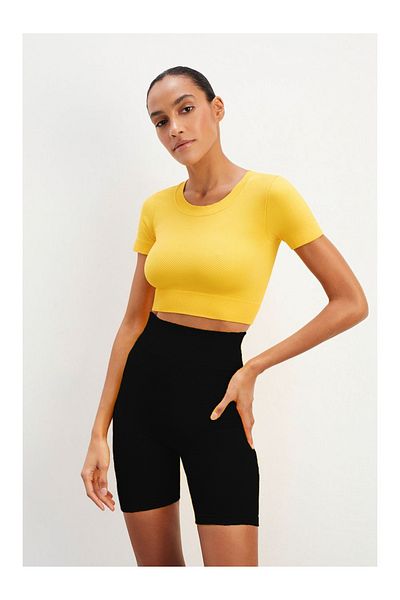 MİSTİRİK Felolin Model Knitted Seamless Shorts Biker Shorts High Waist Collector Shorts Black Color