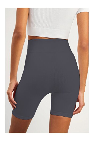 MİSTİRİK Felolin Model Biker Shorts Seamless Pattern Firming Flexible Shorts Gray Color
