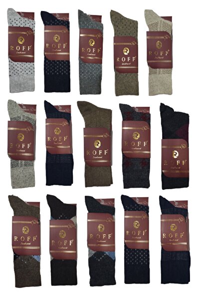 Roff Yünlü Lambswool Koyun Kılı Kışlık Erkek Çorap Asorti Renk 48 Li Paket 40-44 Numara