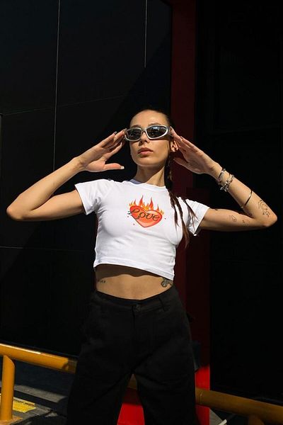 Jose Clothing Γυναικείο κοντομάνικο μπλουζάκι με λευκή στάμπα