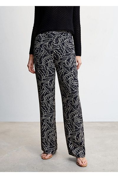 MANGO Woman Floral Palazzo Trousers