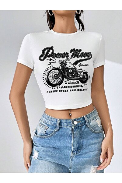 Jose Clothing Γυναικείο κοντομάνικο μπλουζάκι με λευκή στάμπα